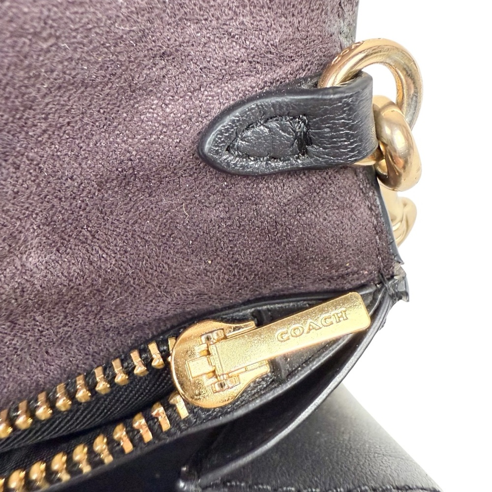 Coach Marlow Turnlock‎ Chain Crossbody Bag Black Smooth Leather - Picture 12 of 16